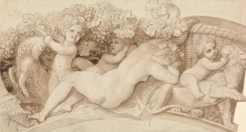 Reliefentwurf für ein silbernes Salzfass von Thomas Stothard