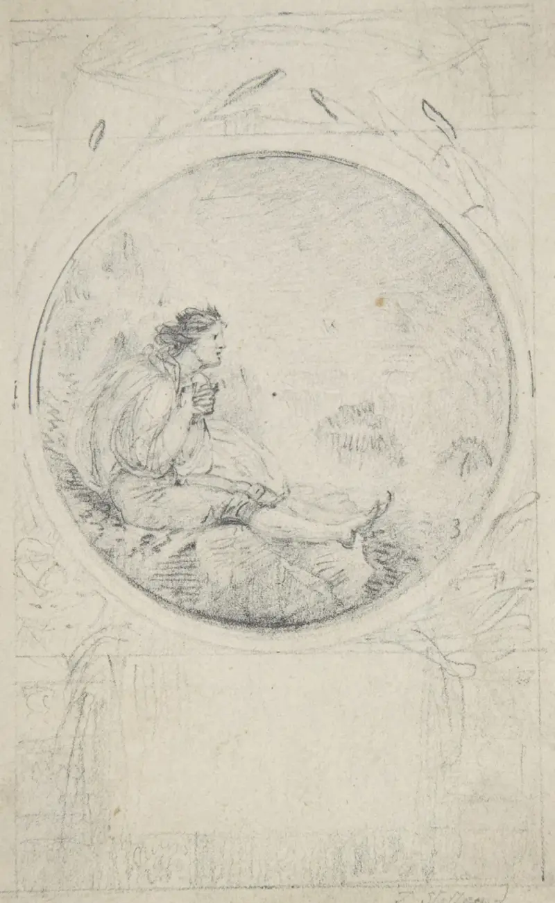 Sitzender Mann in rundem Medaillon von Thomas Stothard