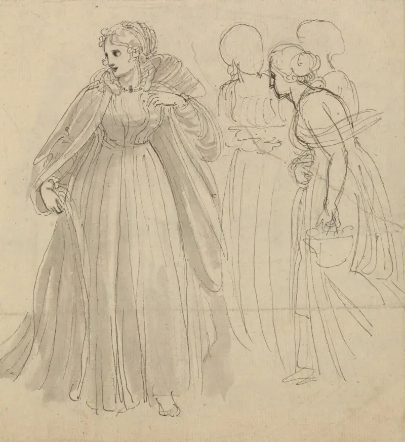 Studie für eine Illustration – eine Prinzessin mit ihrem Gefolge von Thomas Stothard
