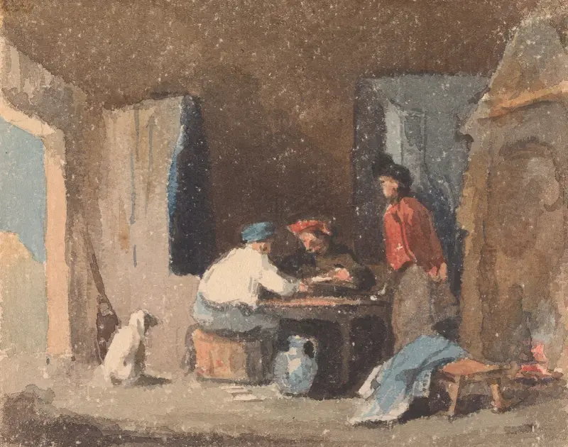 Figuren an einem Tisch in einer Hütte von Thomas Sully