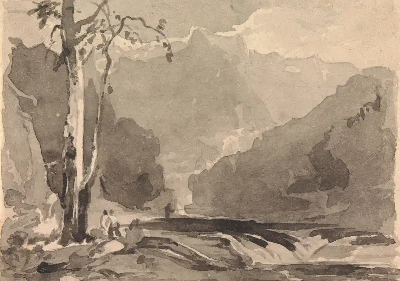Fiskare vid en bergsbäck av Thomas Sully