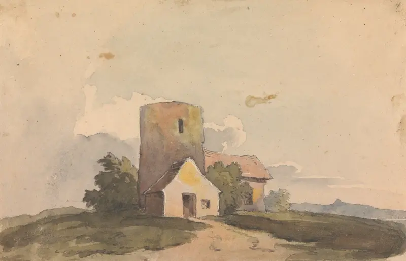 Landskap med byggnad av Thomas Sully