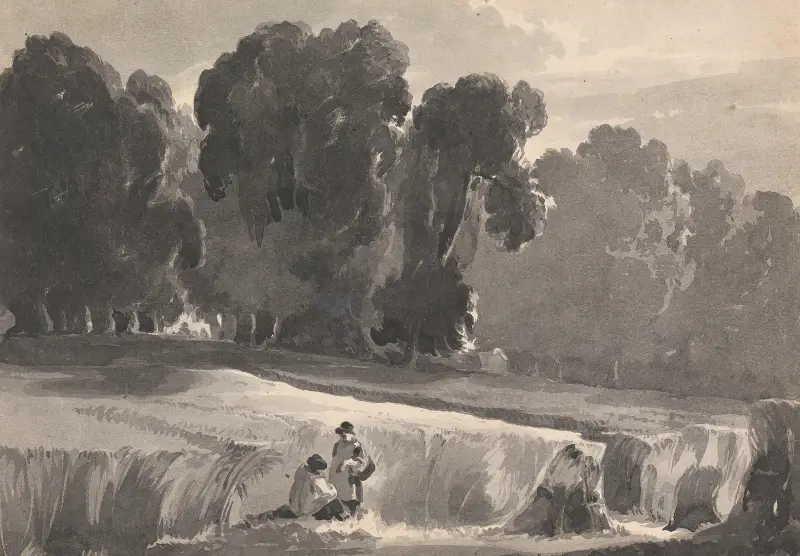 Landskap med figurer på fält av Thomas Sully