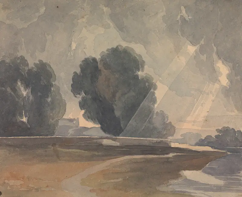 Landschaft mit Bäumen und See von Thomas Sully