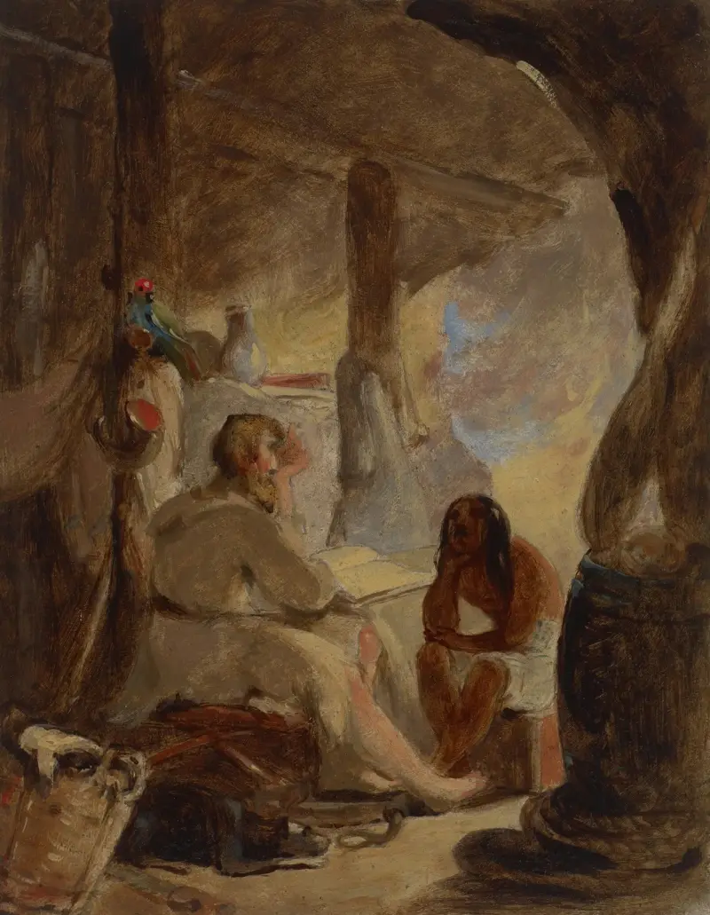 Robinson Crusoe och Fredag i grottan av Thomas Sully