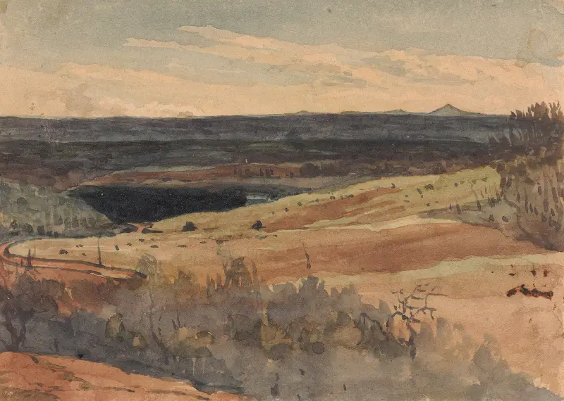 Böljande fält, berg i fjärran av Thomas Sully