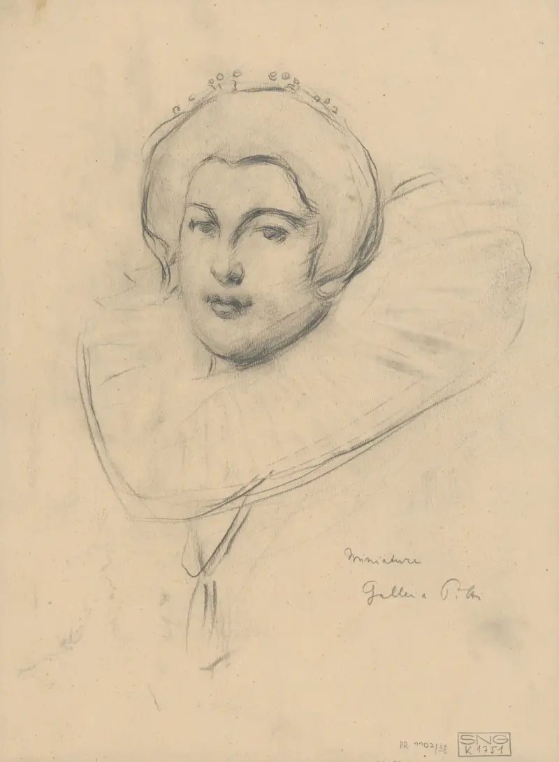 A study of a woman’s head according to a miniature in the PITTI gallery av Milan Thomka Mitrovský