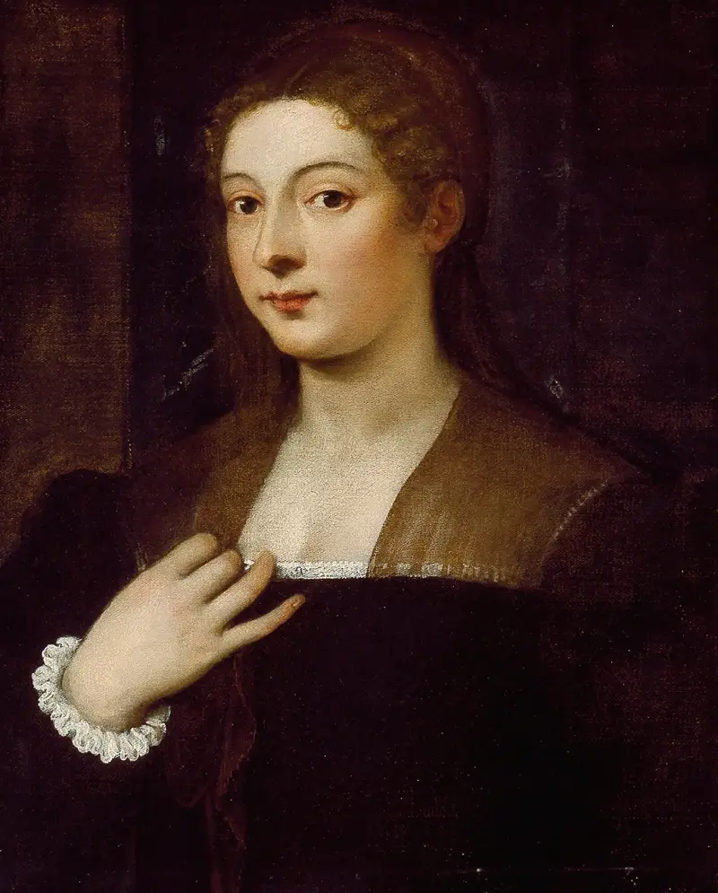 Porträtt av en dam, 1530 av Titian