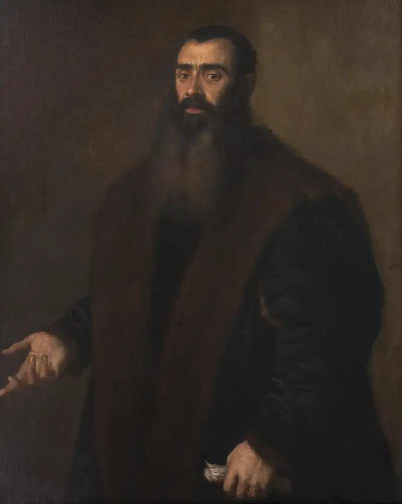 Portrait of the Nuremburg Merchant and Collector Willibald Imhoff the Elder (1519-1580) av Titian