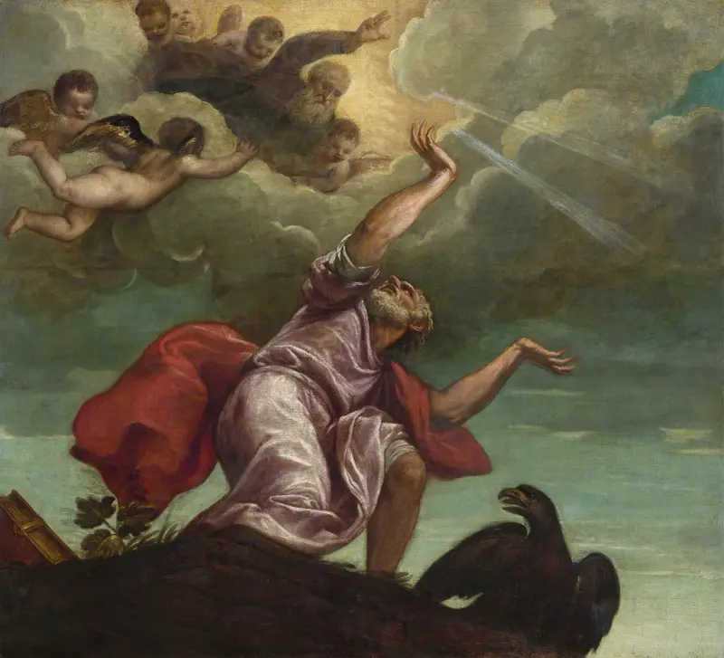 Saint John the Evangelist on Patmos av Titian