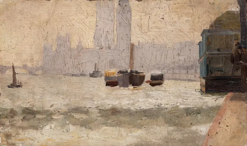 Nebel, Thames Embankment von Tom Roberts
