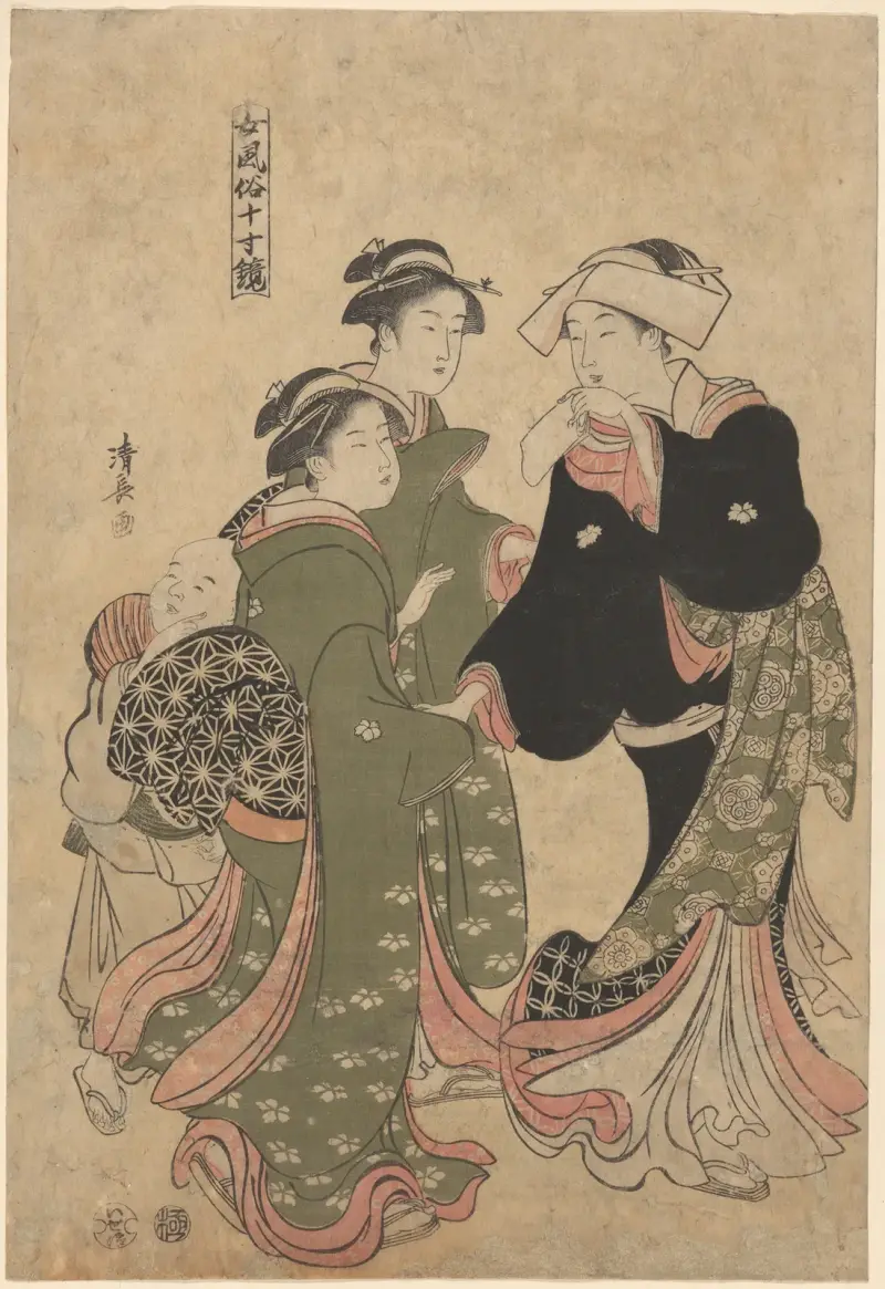 Courtesan Followed by Shinso and Two Kamuro av Torii Kiyonaga