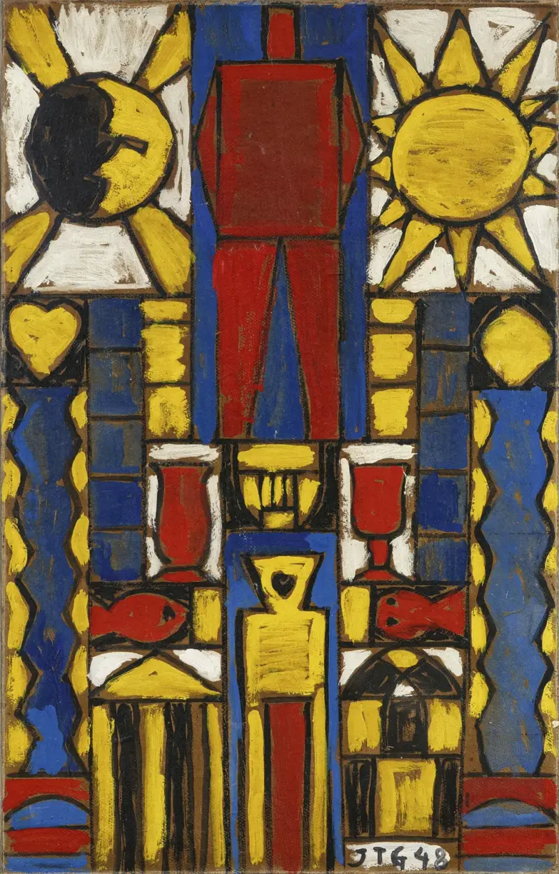 Construcción con sol y luna av Joaquín Torres-García