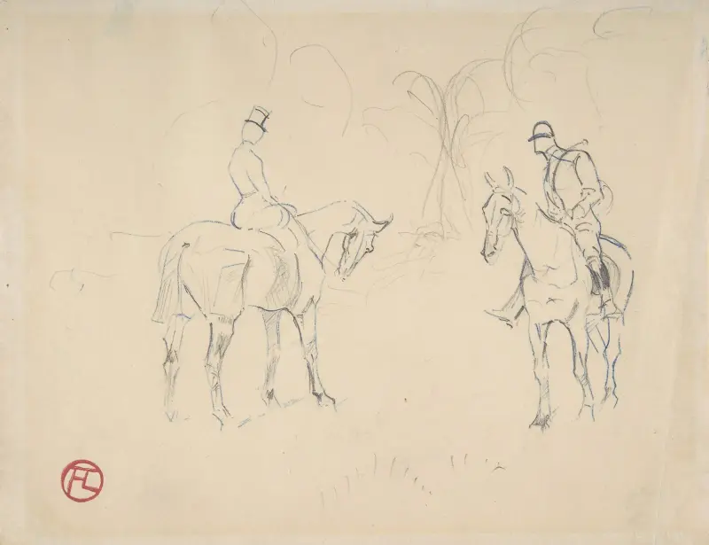 A Woman and a Man on Horseback av Henri de Toulouse-Lautrec