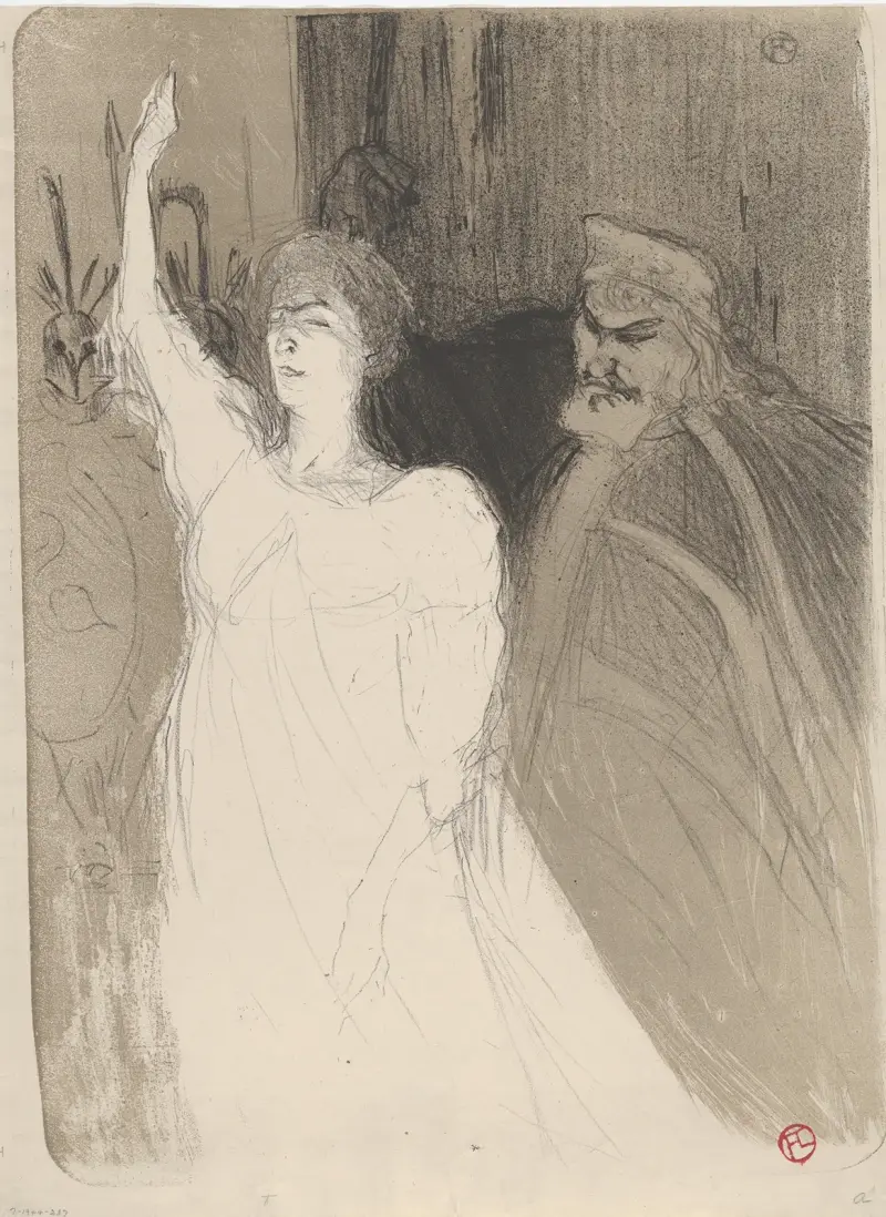 Bartet and Mounet-Sully, in Antigone av Henri de Toulouse-Lautrec