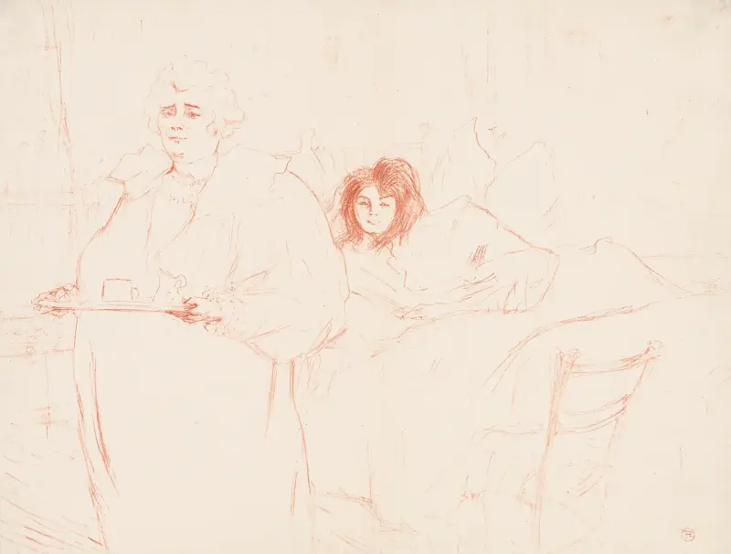 Elles: Woman Carrying a Tray, Mme. Baron and Mlle. Popo av Henri de Toulouse-Lautrec