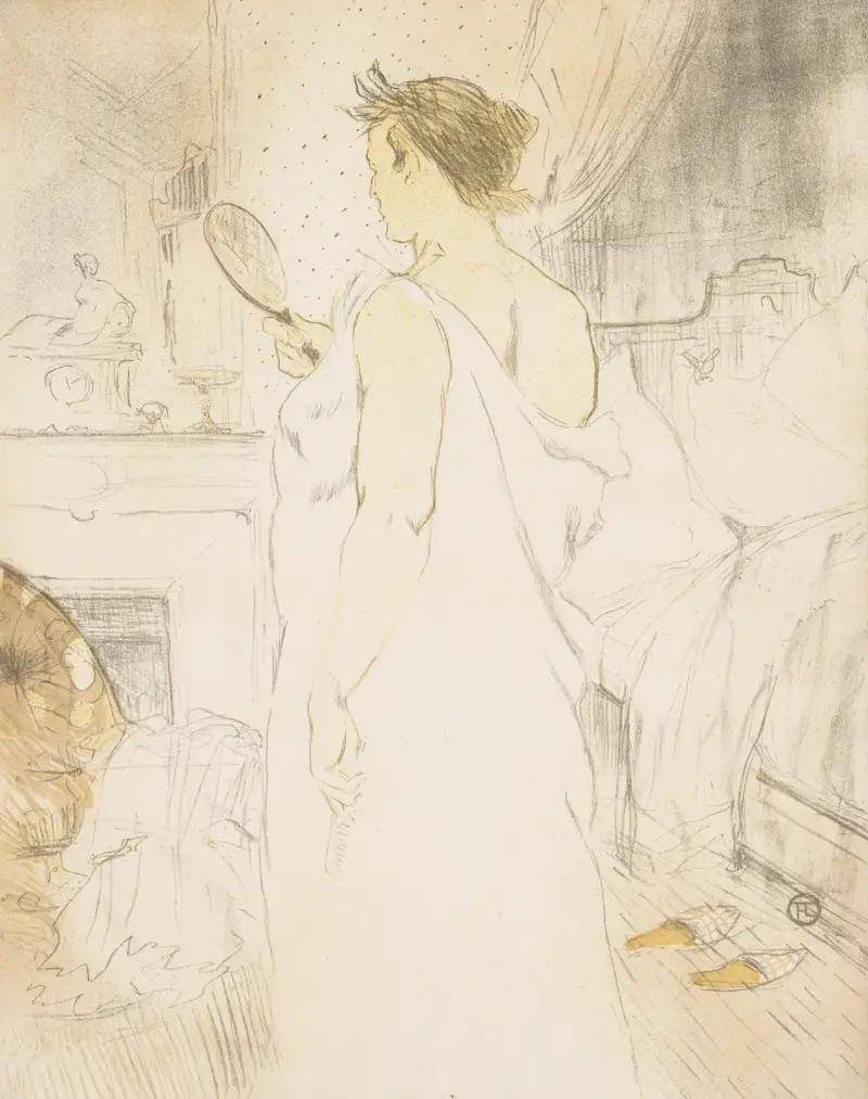 Elles: Woman with a Hand Mirror av Henri de Toulouse-Lautrec