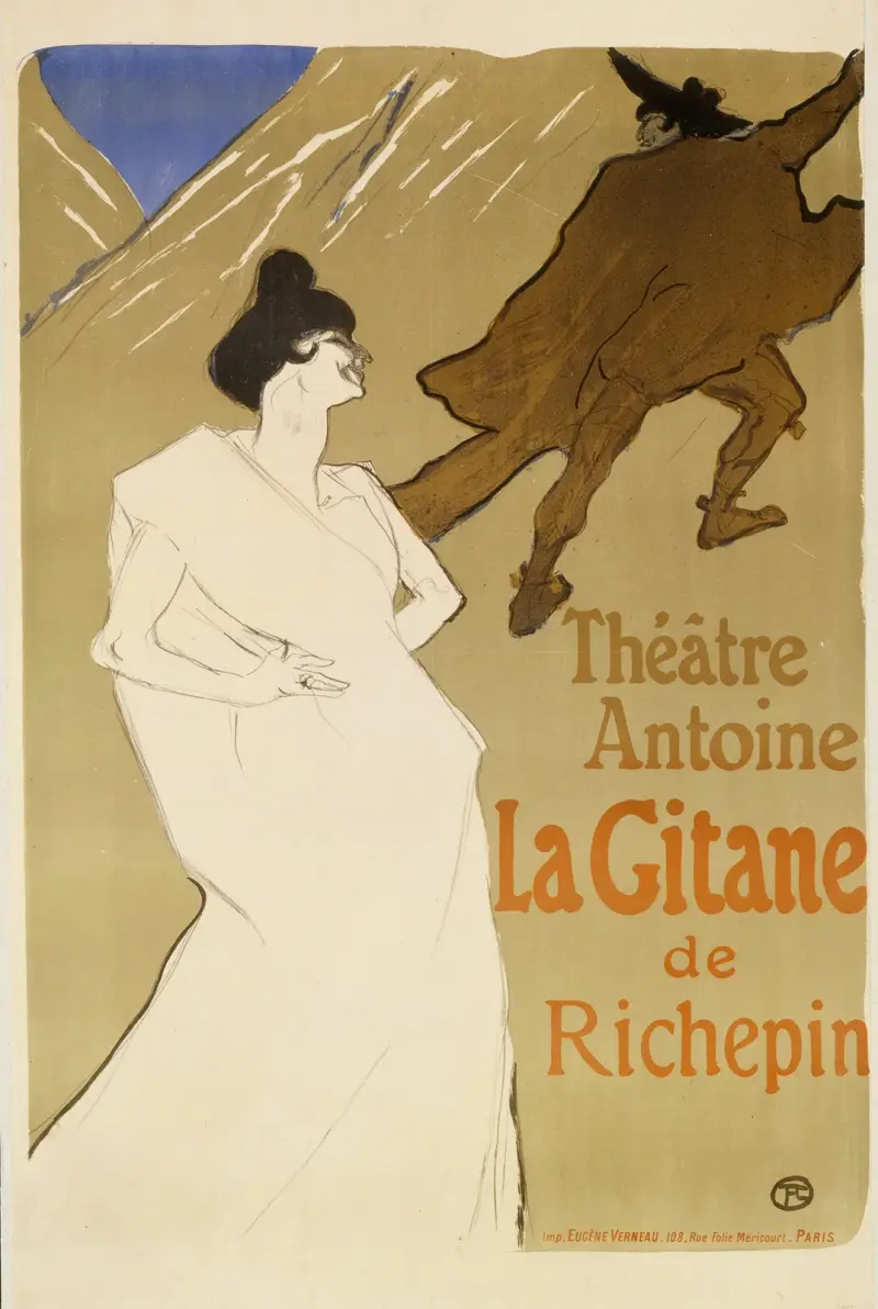 La Gitane.Théatre Antoine, La Gitane de Richepin av Henri de Toulouse-Lautrec