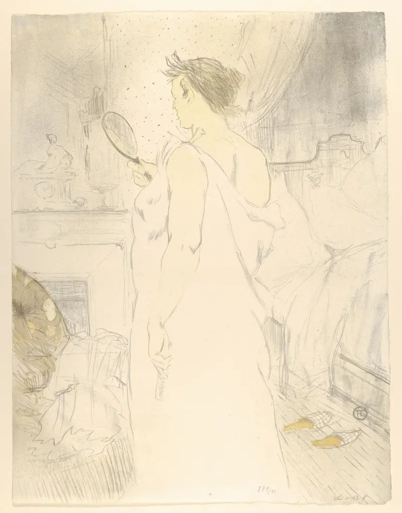 Looking in a Mirror av Henri de Toulouse-Lautrec