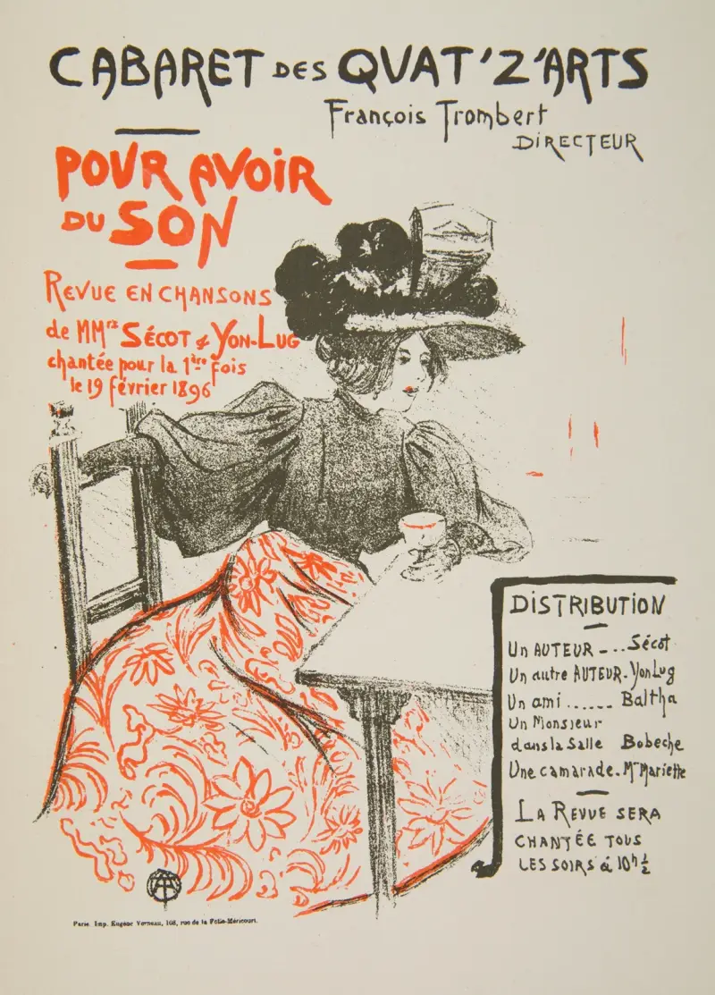 Program of the revue ‘Pour avoir du son’ by the Parisian cabaret Quat ‘Z’ Arts from February 1896. av Henri de Toulouse-Lautrec