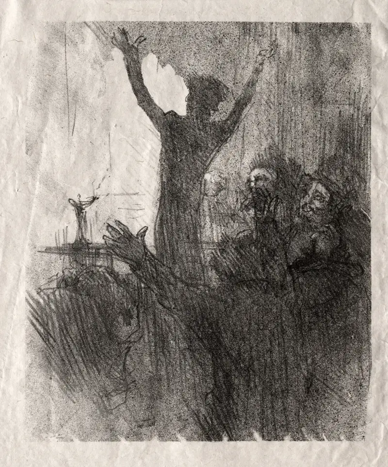 Schlomé Fuss à la Synagogue av Henri de Toulouse-Lautrec