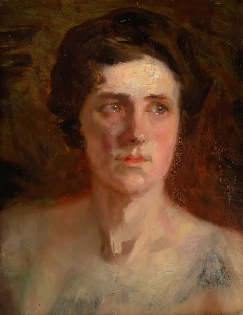 Head Study of a Woman, 1890 av Ľudovít Pitthordt