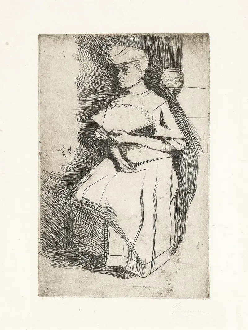 Frau mit Fächer von Umberto Boccioni