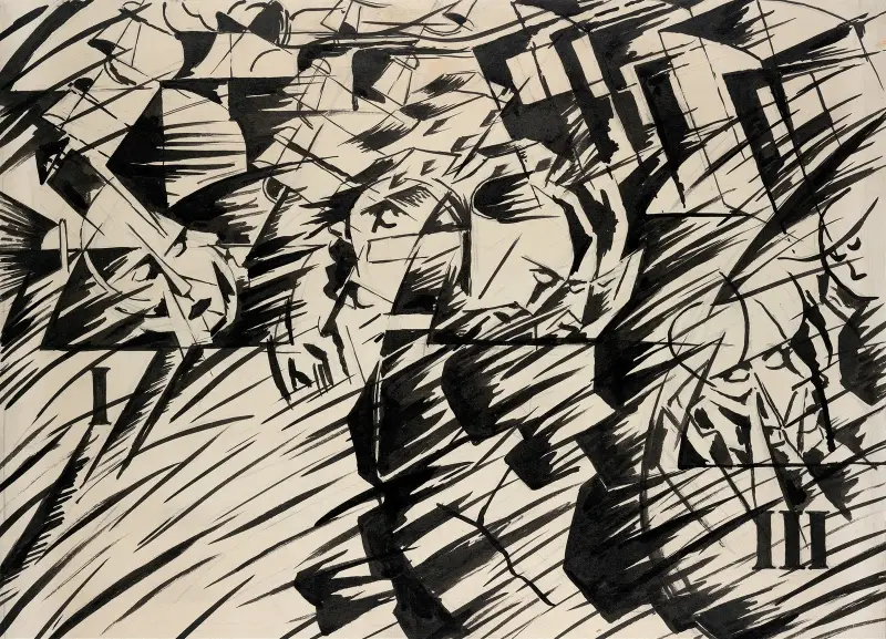 Sinnestillstånd, de som går av Umberto Boccioni