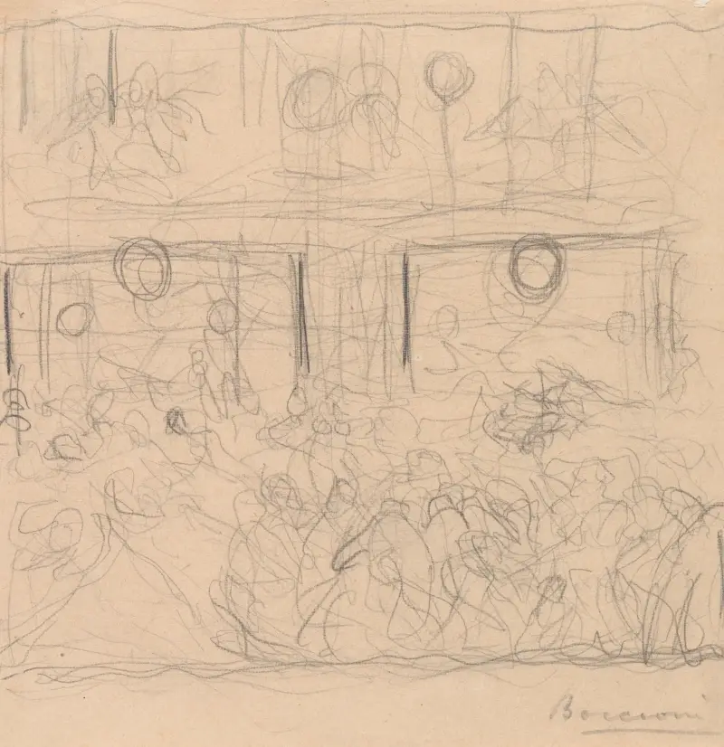 Studie zu ‚The Riot‘ von Umberto Boccioni