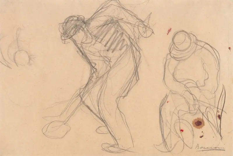 Study for ‘The Street Pavers’; Two Workmen av Umberto Boccioni