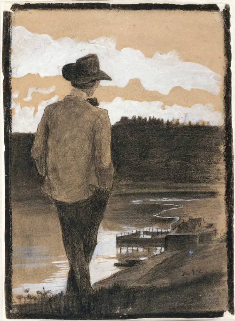 Young Man on a Riverbank av Umberto Boccioni