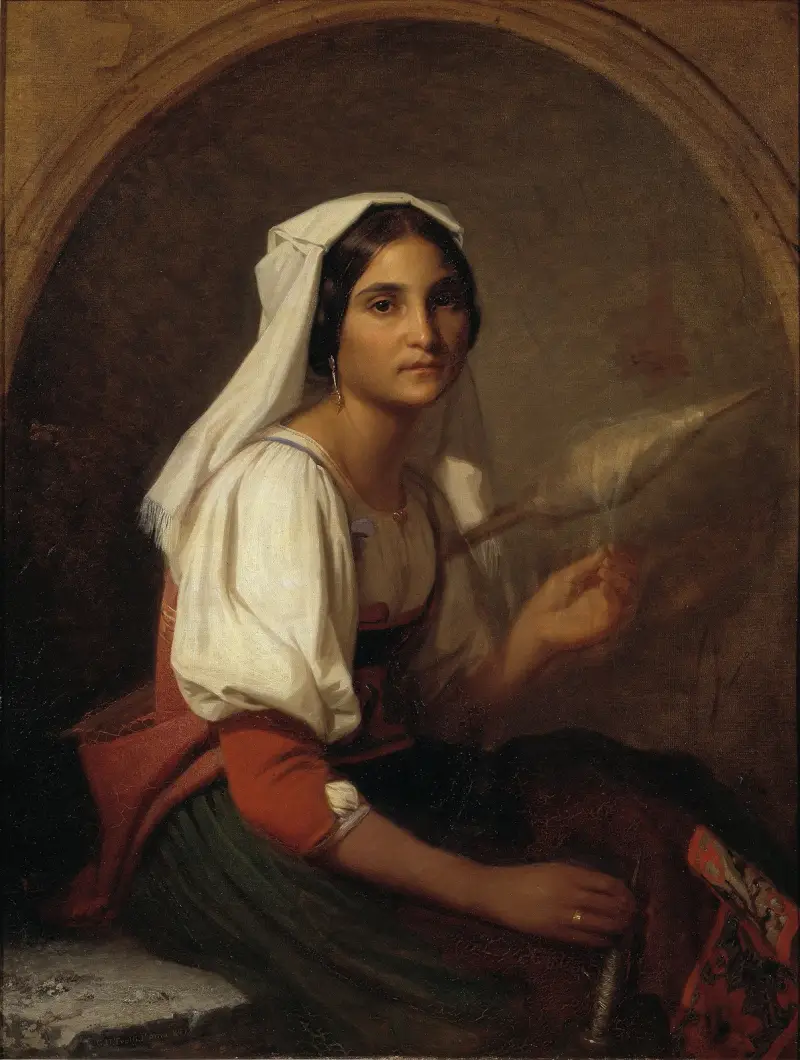 An Italian Woman Spinning Flax av Uno Troili