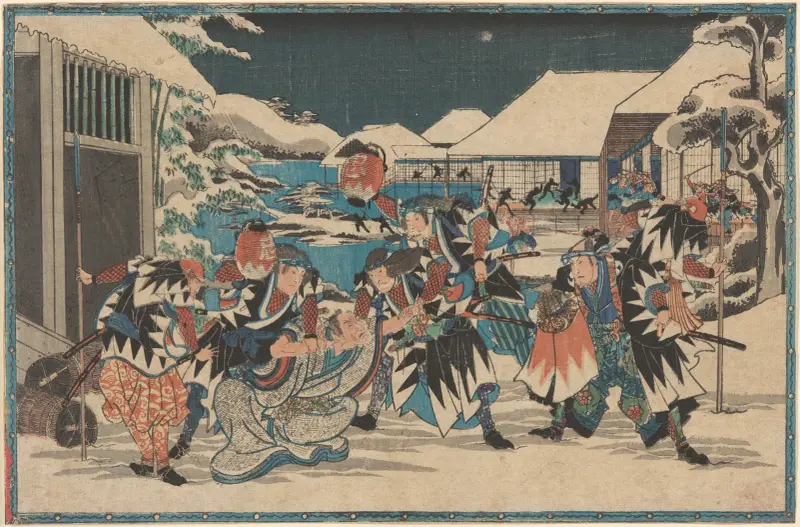 Capture of Moronao in Snow av Utagawa Hiroshige