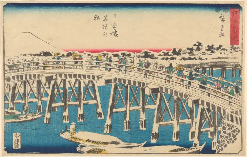 Nihonbashi im Schnee von Utagawa Hiroshige