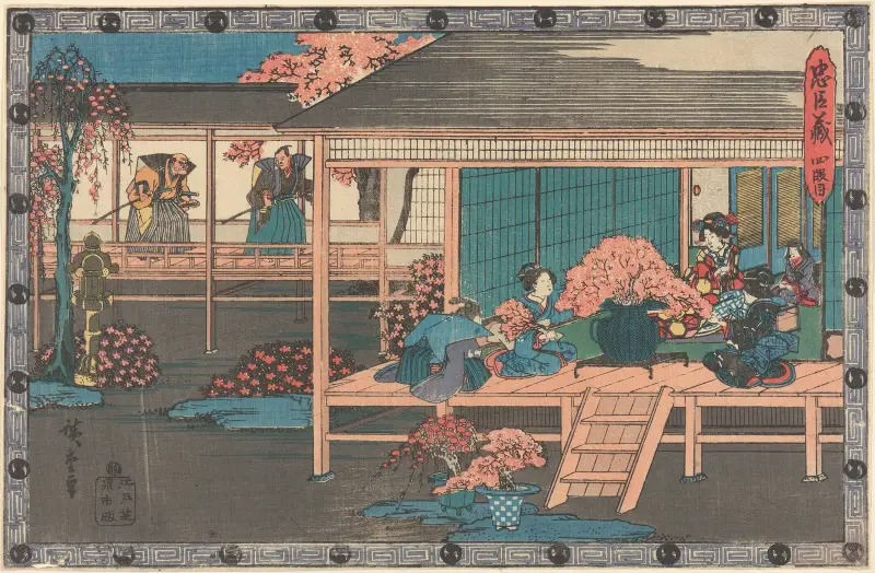 Two Ronin Looking into Yoshiwara av Utagawa Hiroshige