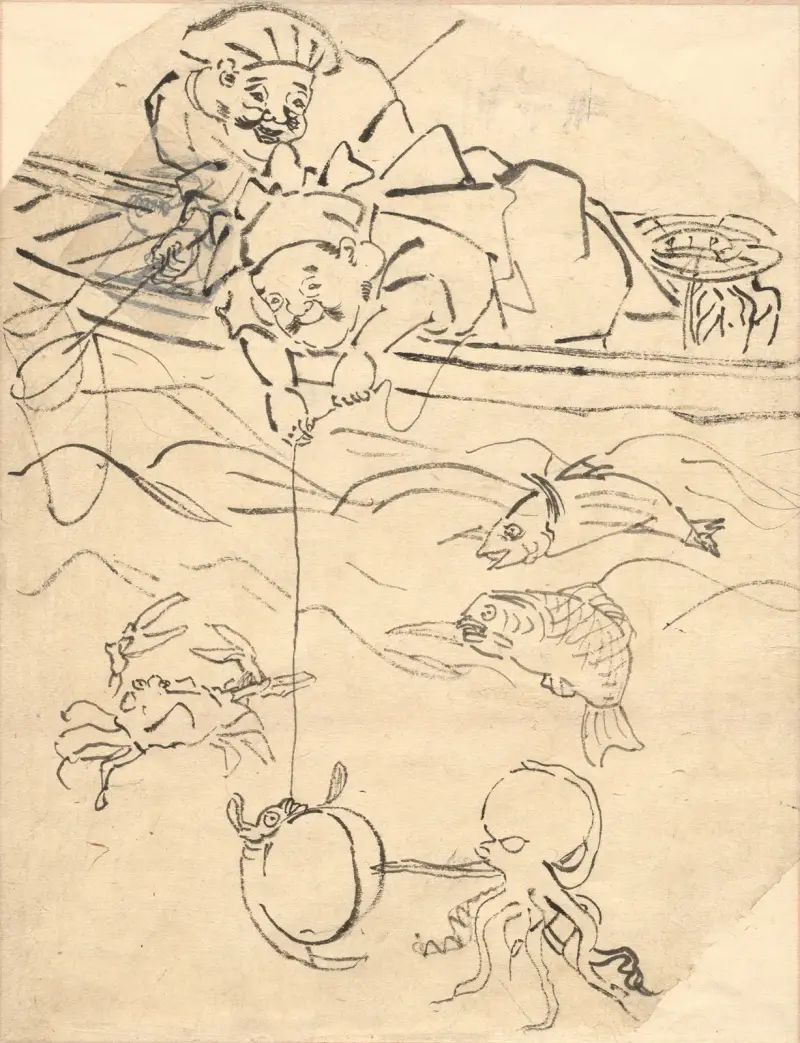 Daikoku and Ebisu, Two of the Seven Gods of Happiness av Utagawa Kuniyoshi