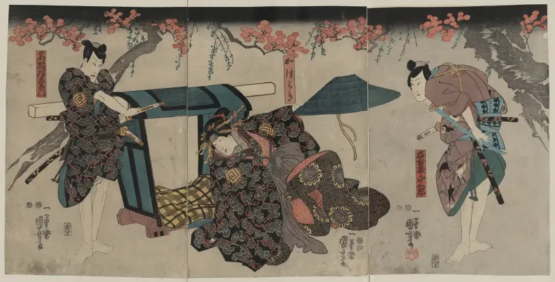 Nagoya sanzaburō fuwa banzaemon katsuragi av Utagawa Kuniyoshi