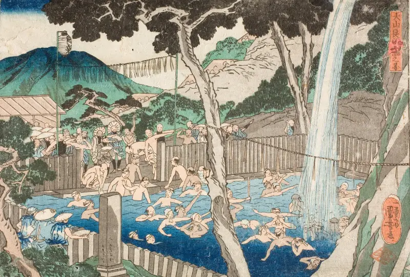 Rōben Waterfall at Mount Ōyama av Utagawa Kuniyoshi