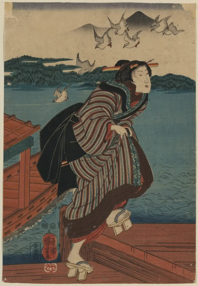 Sanbashi no onna av Utagawa Kuniyoshi