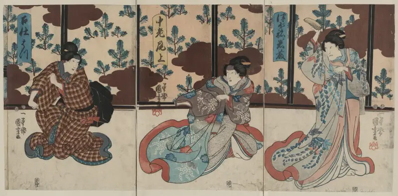 Tsubone iwafuji chūrō onoe meshitukai hatsu av Utagawa Kuniyoshi