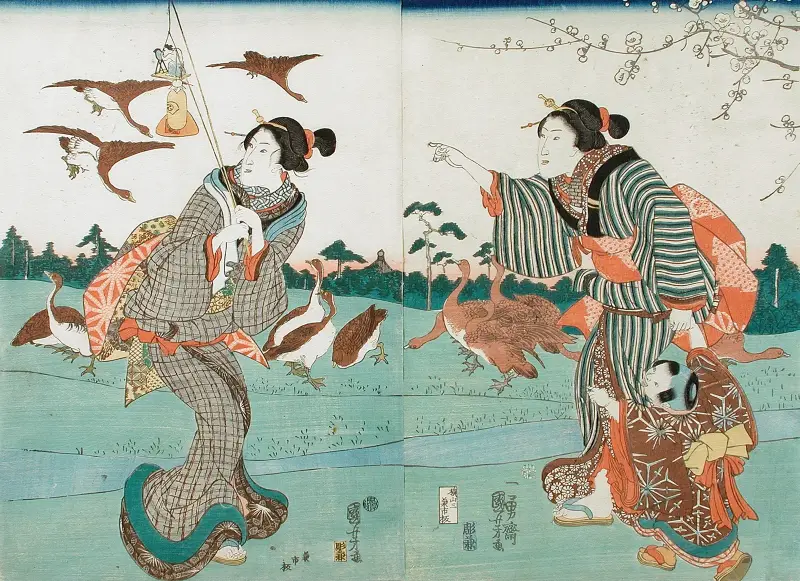 View of Yanagishima in Spring av Utagawa Kuniyoshi