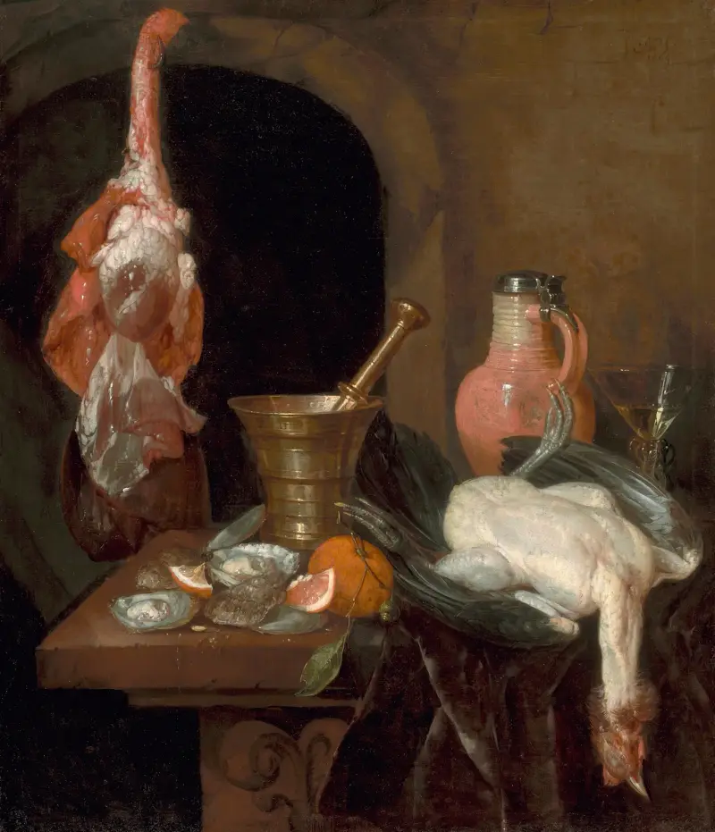 Vorbereitungen für eine Mahlzeit von Abraham van Beyeren
