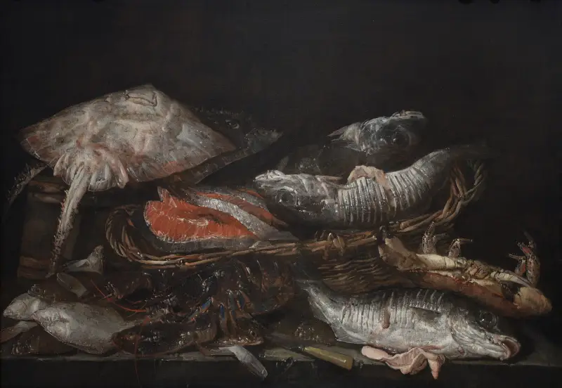 Still Life With Fish On A Stone Table av Abraham van Beyeren