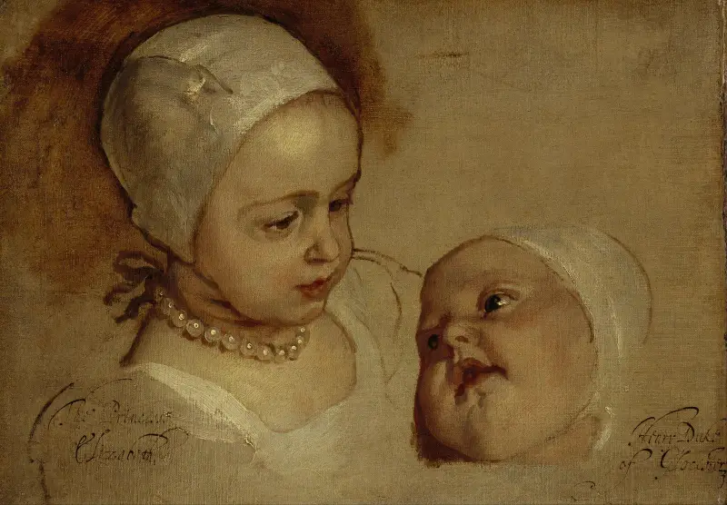 Princess Elizabeth and Princess Anne. Daughters Of Charles I av Anthony van Dyck