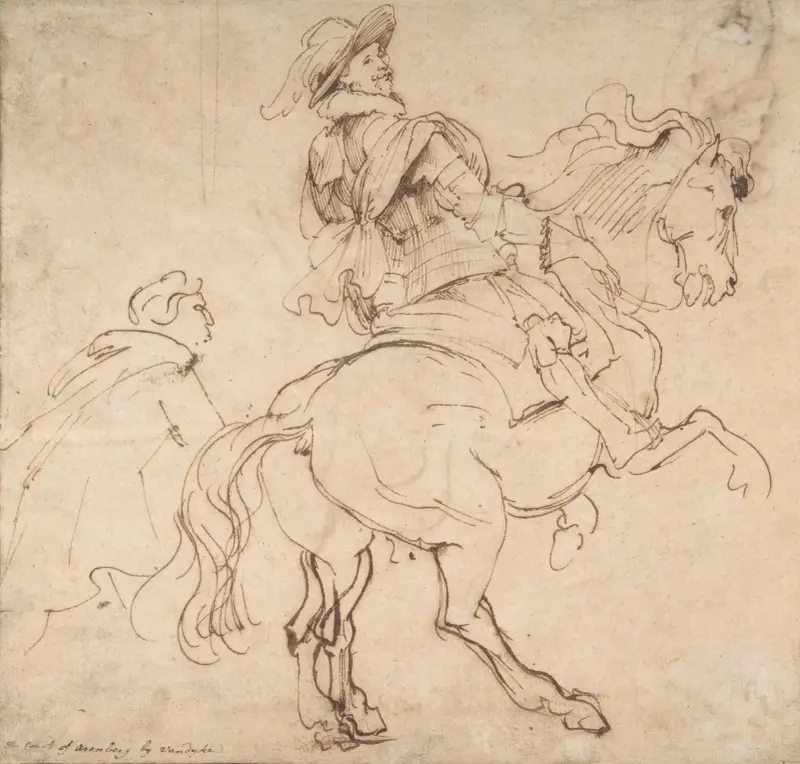 Study for an Equestrian Portrait, Possibly that of Albert de Ligne, Count of Arenberg av Anthony van Dyck
