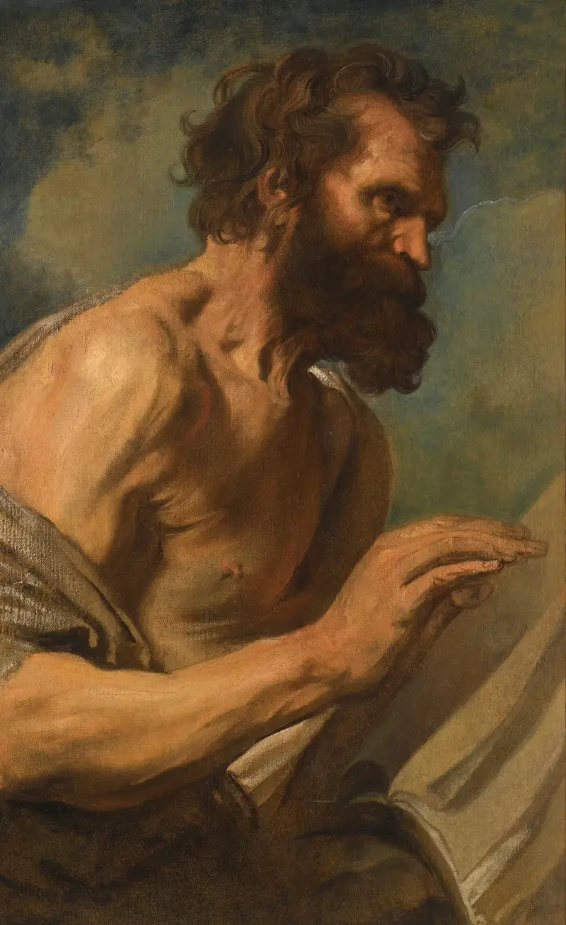 Study of a Bearded Man with Hands Raised av Anthony van Dyck