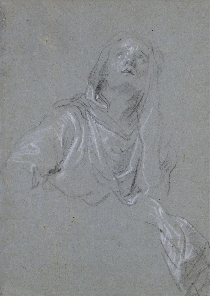 Study of a Madonna looking upward av Anthony van Dyck