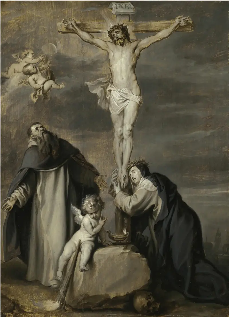 The Crucified Christ Adored By Saints Dominic And Catherine Of Siena av Anthony van Dyck