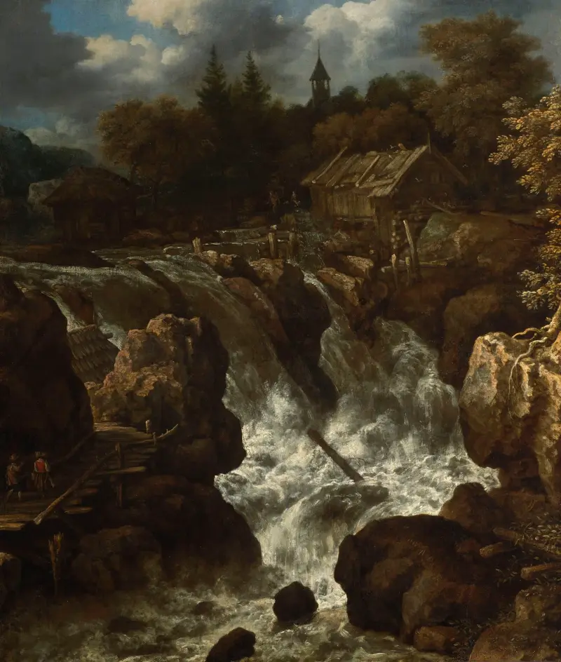 Landschaft mit einem Wasserfall von Allaert van Everdingen