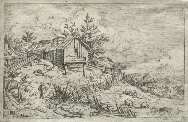 Man in Gateway of Deserted House av Allaert van Everdingen